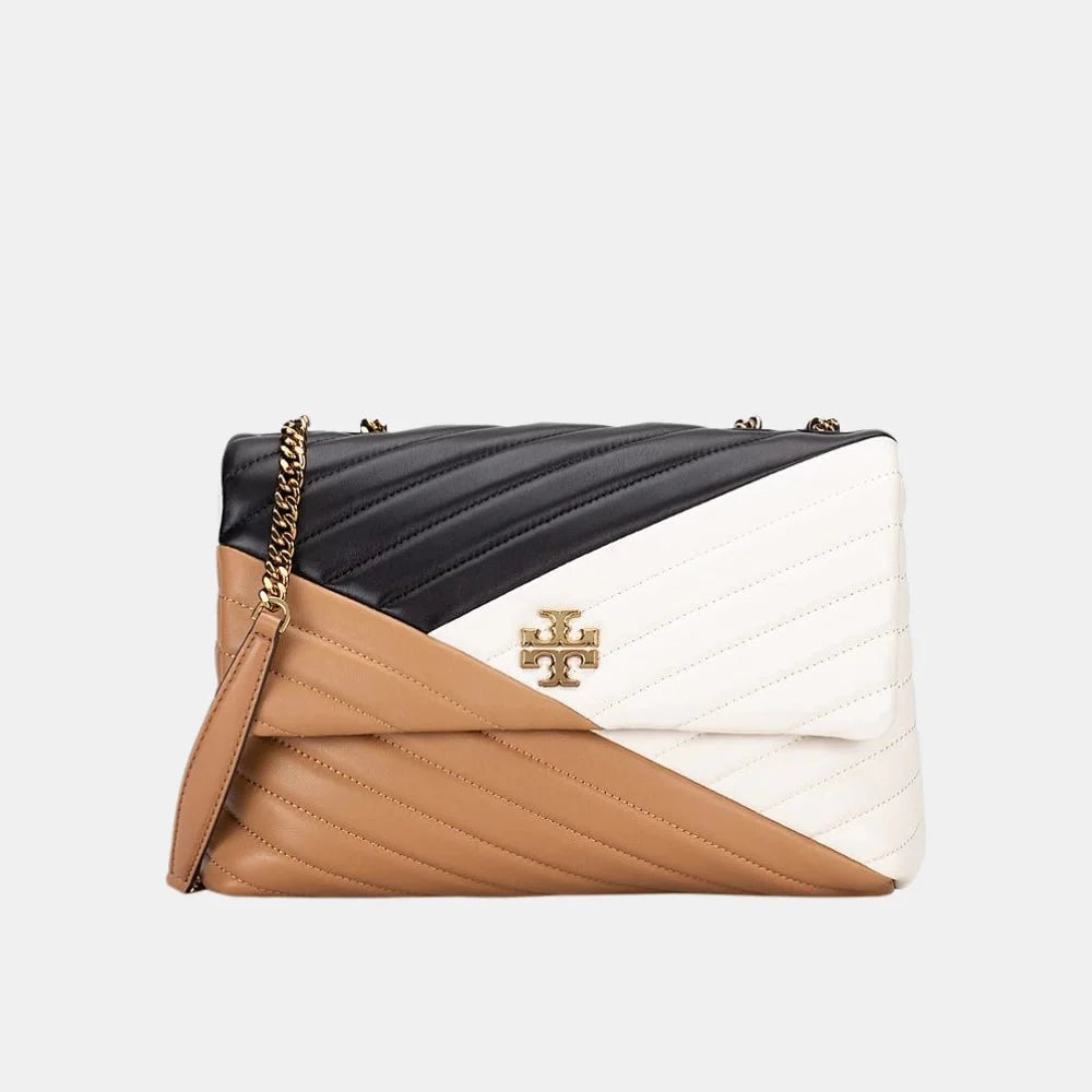 Tory Burch Kira Chevron Shoulder Bag (Black/Ivory/Tiramisu)