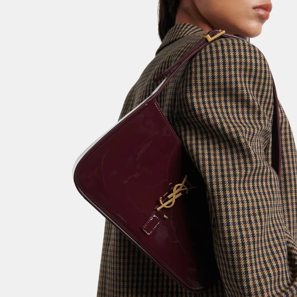 Saint Laurent Le 5 à 7 Shoulder Bag in Patent Leather (Red Wine)