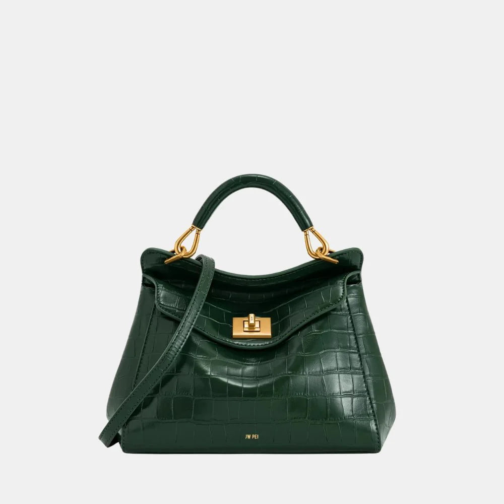 JW Pei Lucia Classic Top Handbag (Green Croc)