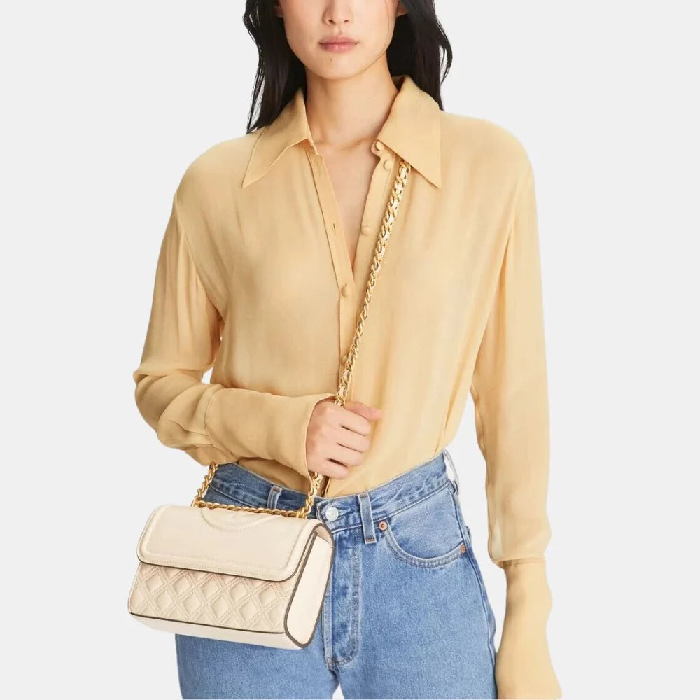 Tory Burch Small Fleming Convertible Shoulder Bag (New Cream)