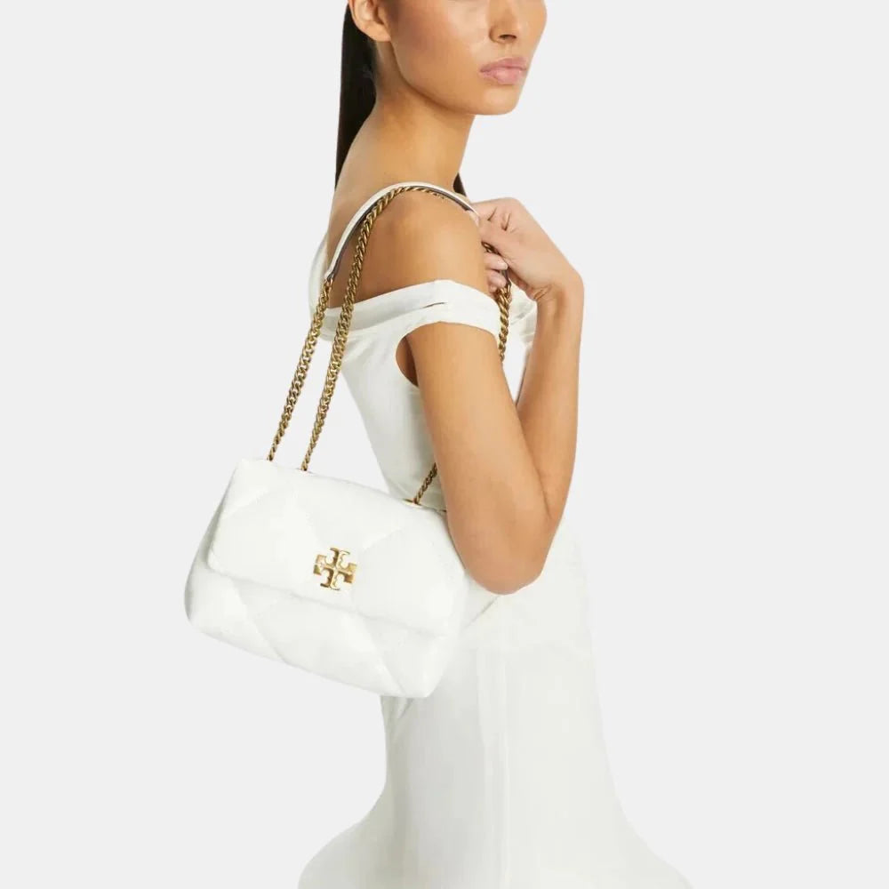 Tory Burch Kira Small Diamond Quilt Convertible Shoulder Bag (Blanc)