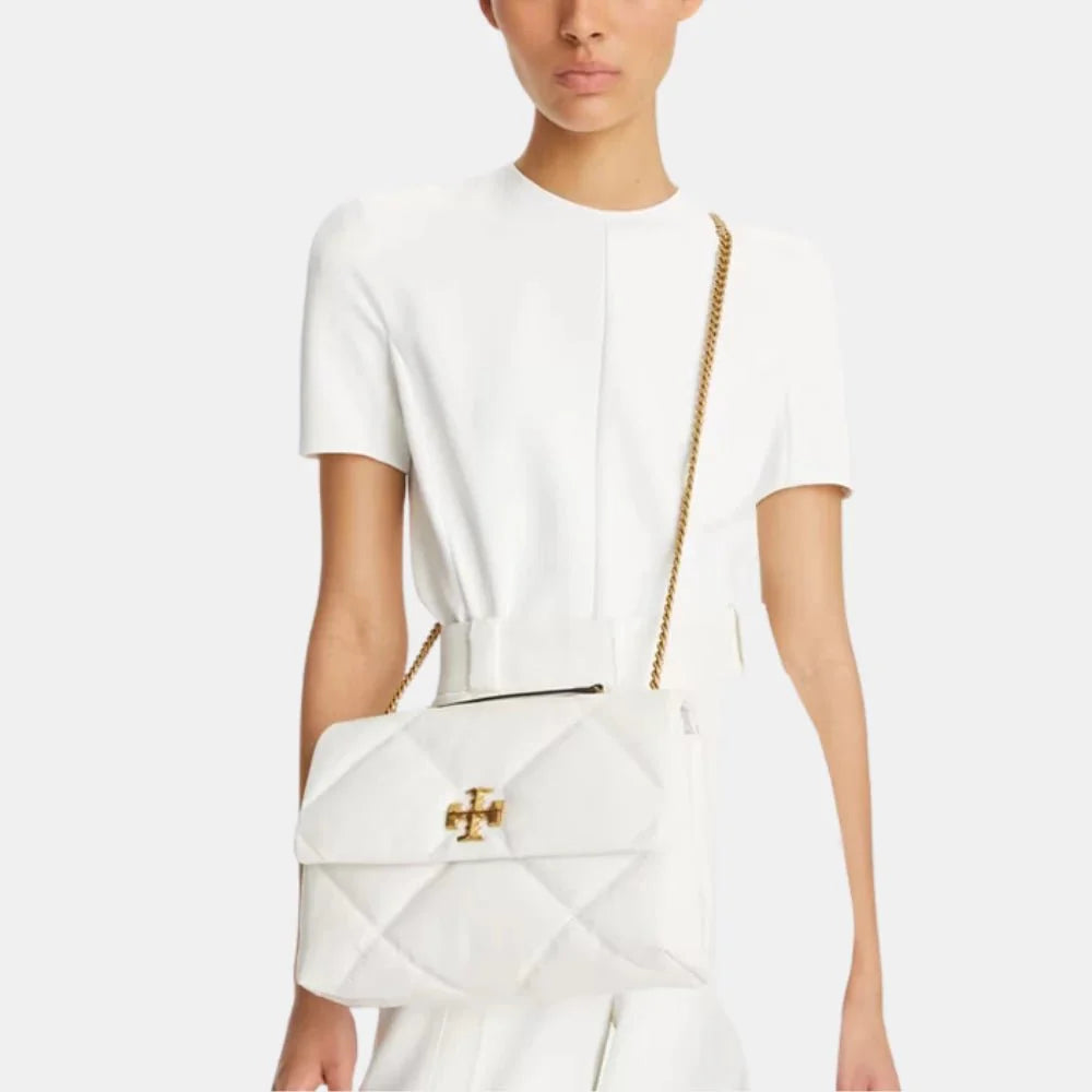 Tory Burch Kira Diamond Quilt Convertible Shoulder Bag (Blanc)