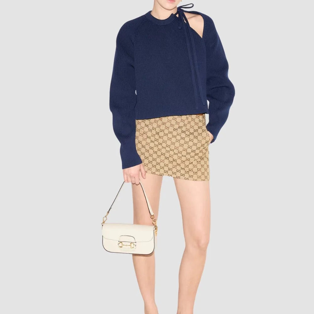 Gucci Horsebit 1955 Small Shoulder Bag (White)