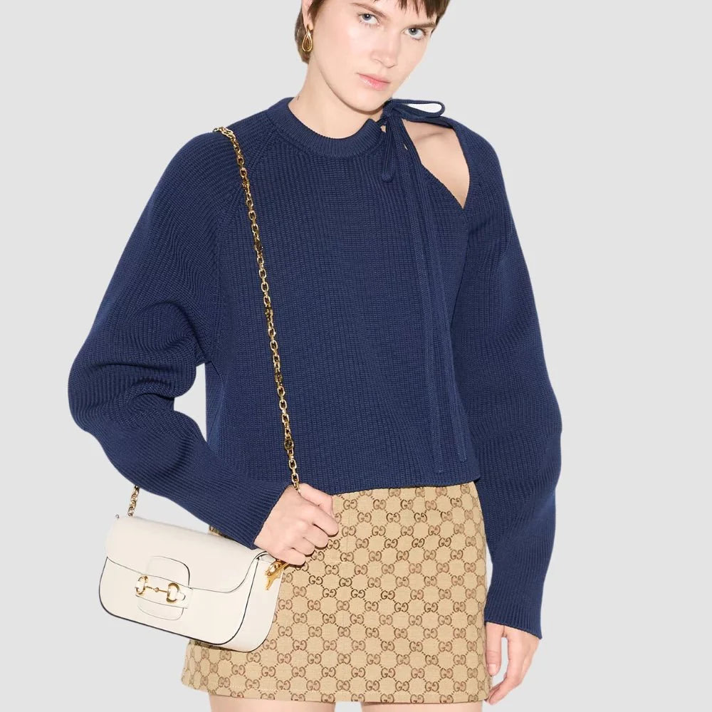 Gucci Horsebit 1955 Small Shoulder Bag (White)