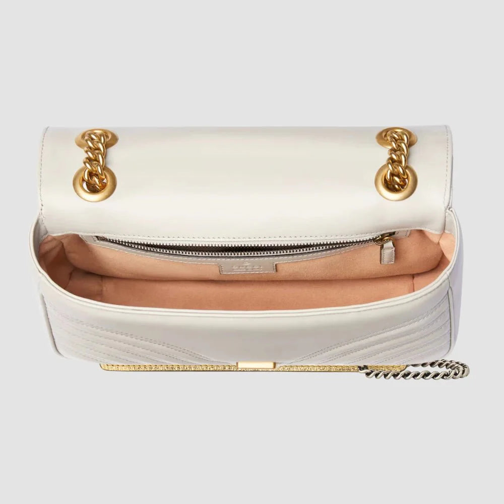 Gucci GG Marmont Small Shoulder Bag (White)