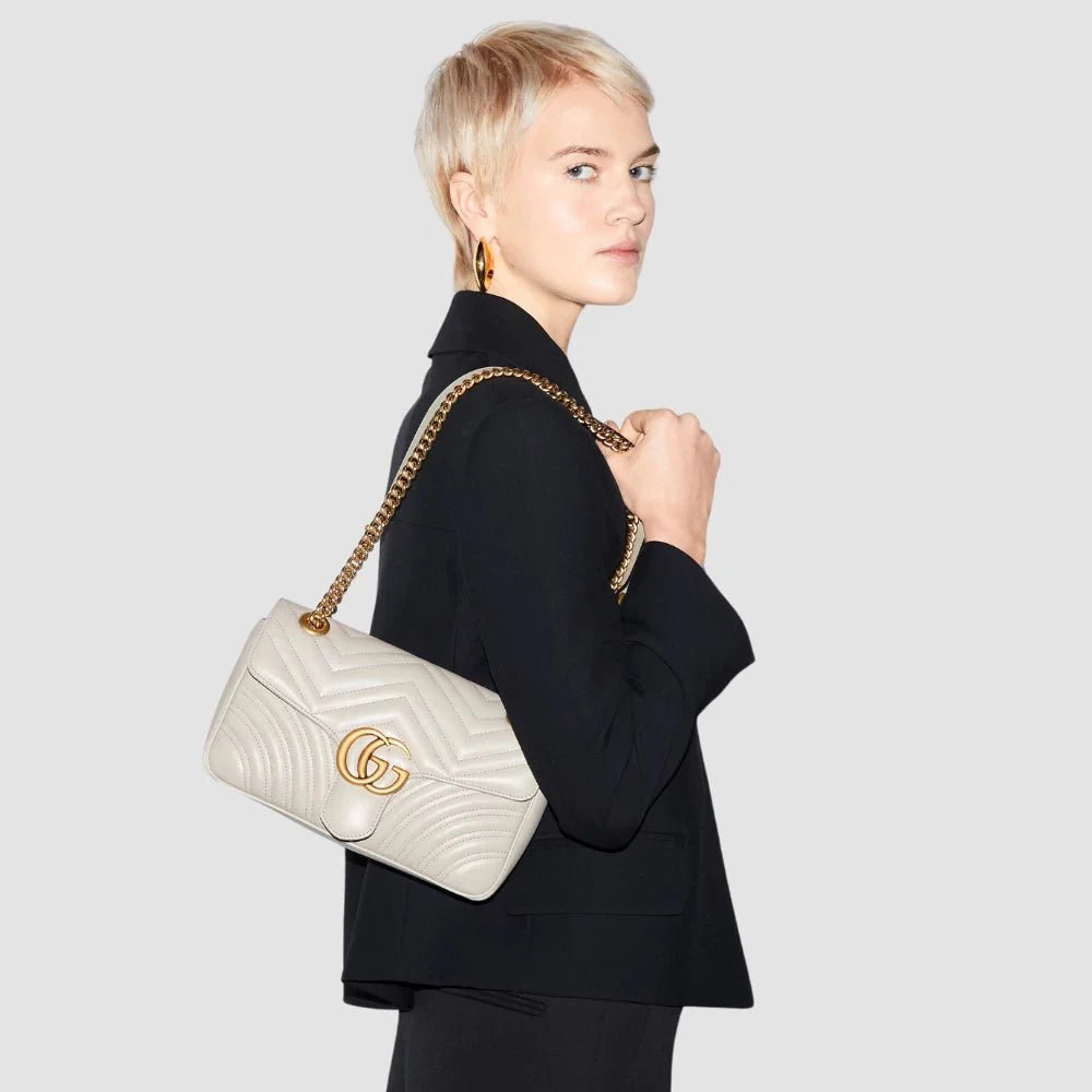 Gucci GG Marmont Small Shoulder Bag (White)