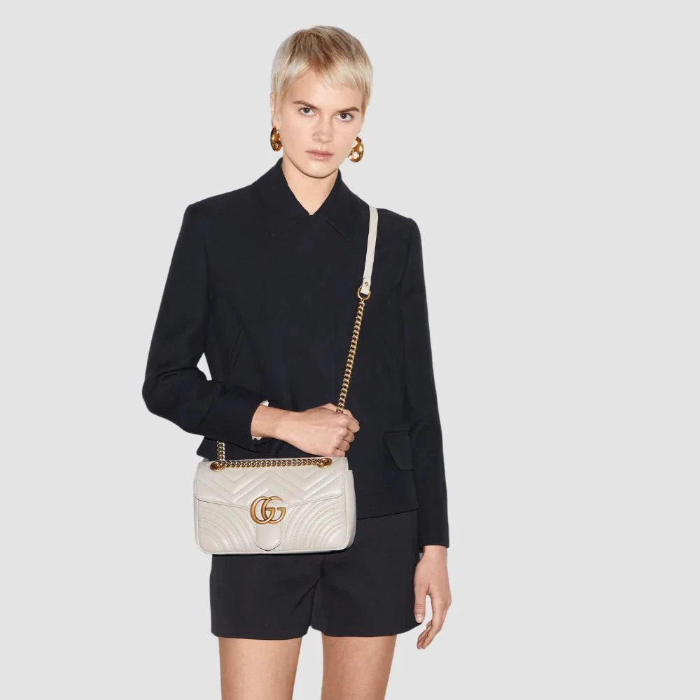 Gucci GG Marmont Small Shoulder Bag (White)
