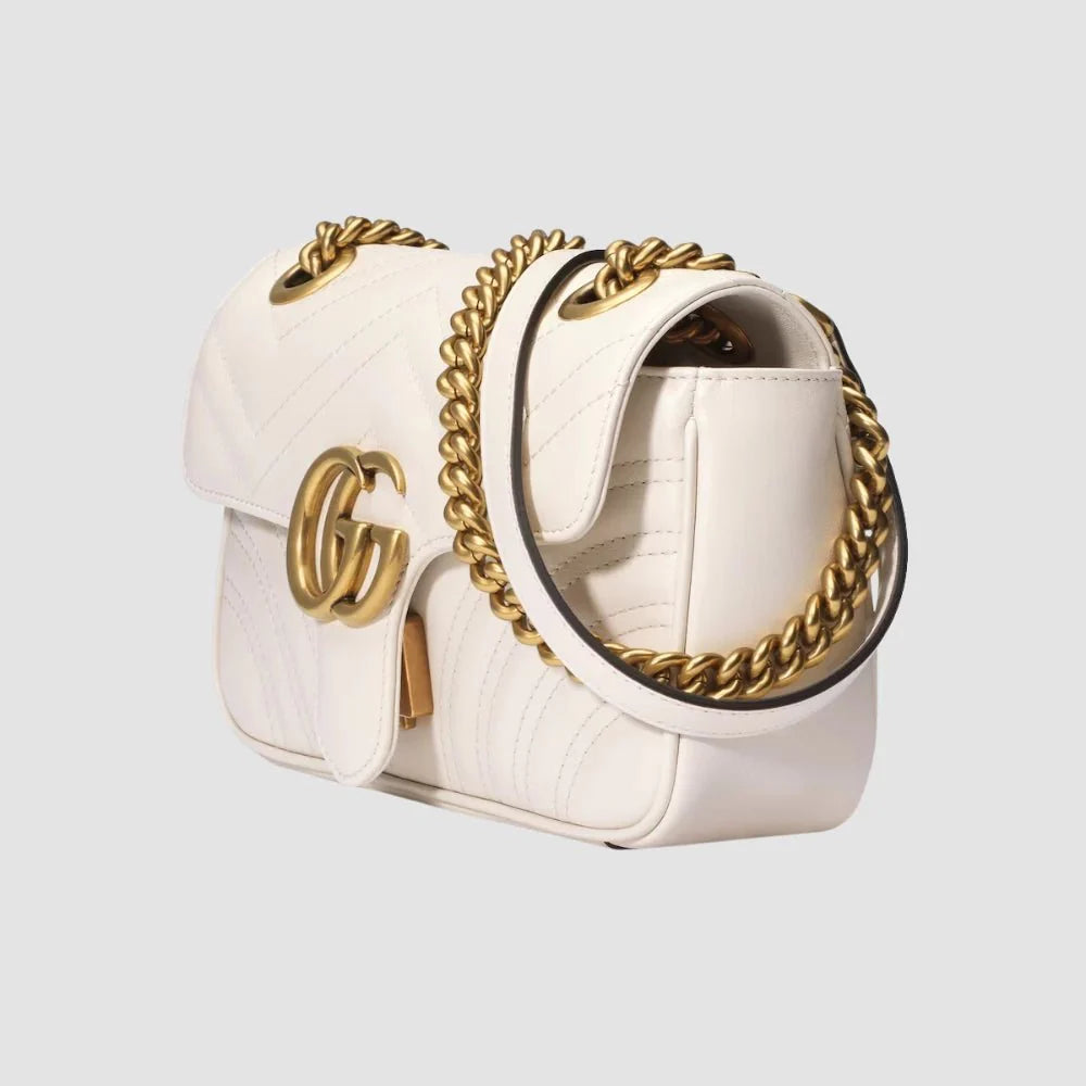 Gucci GG Marmont Mini Shoulder Bag (White)