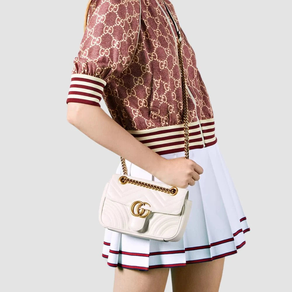 Gucci GG Marmont Mini Shoulder Bag (White)