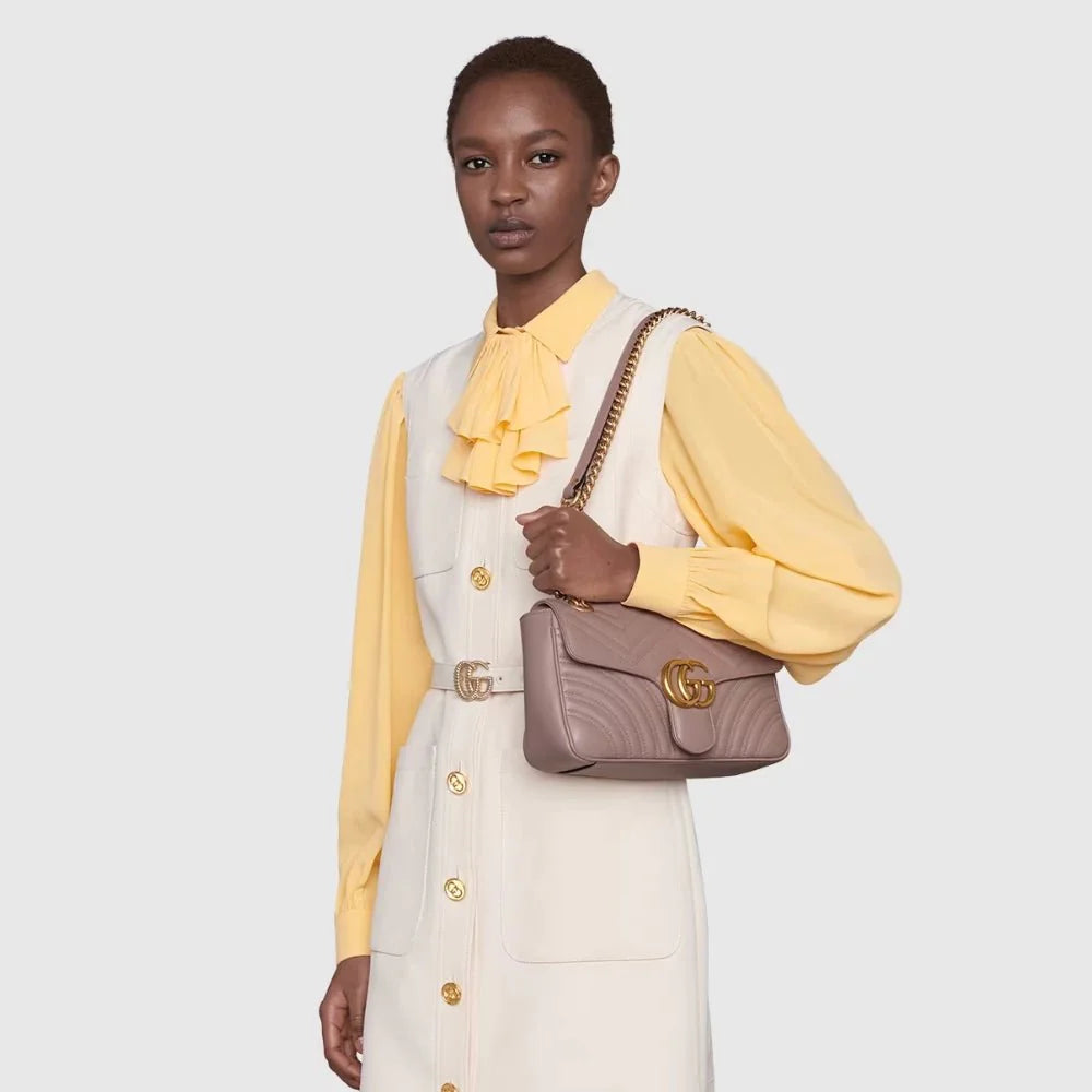 Gucci GG Marmont Small Shoulder Bag (Dusty Pink)