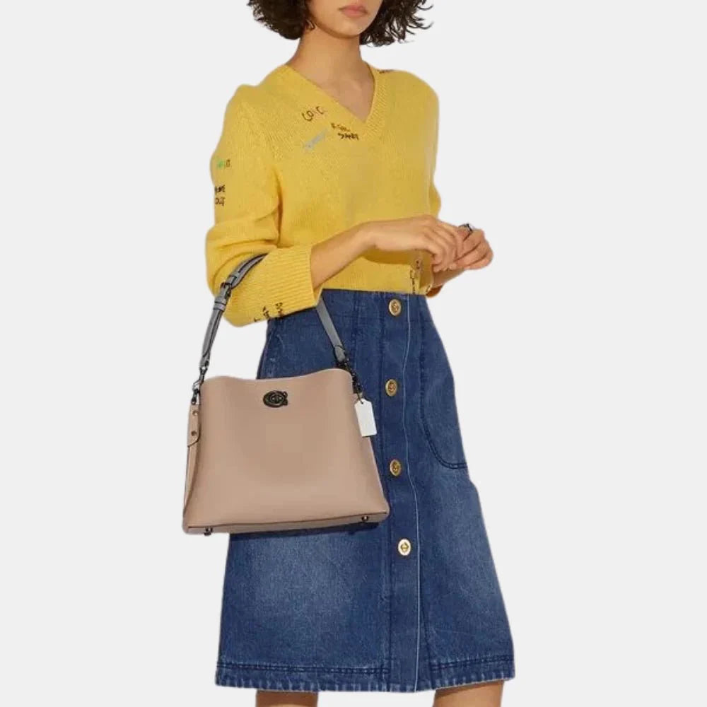 Coach Willow Shoulder Bag In Colorblock (Taupe Multi)