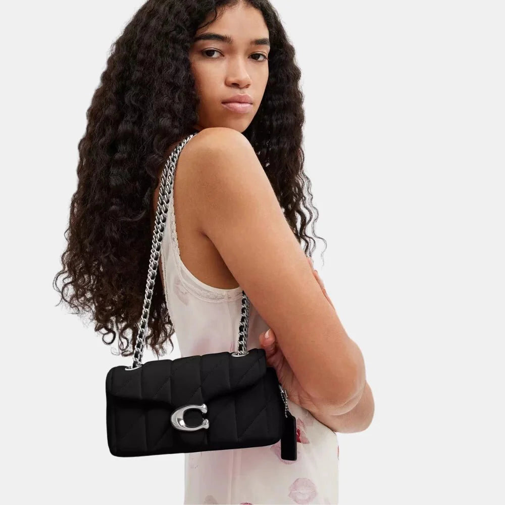 Coach Quilted Tabby 20 Shoulder Bag (Black/Silver)