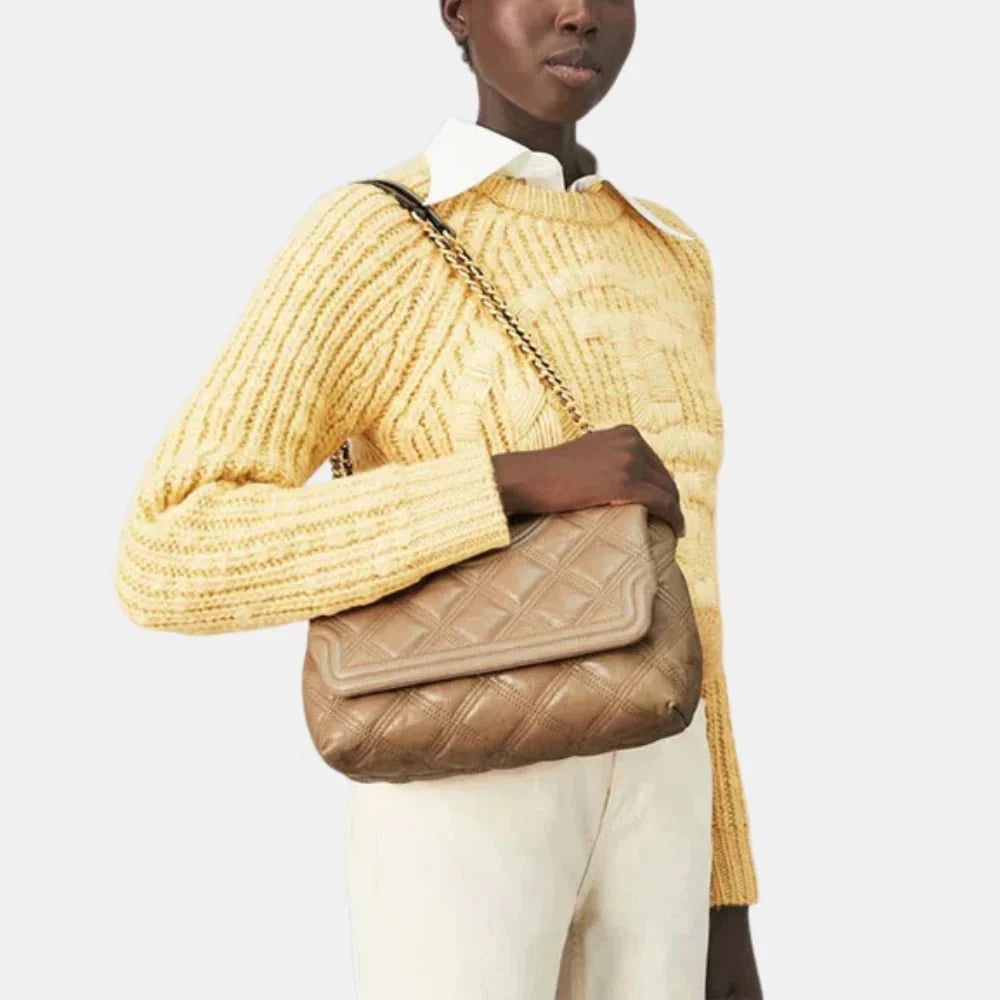 Tory Burch Fleming Basket Weave Shoulder Bag