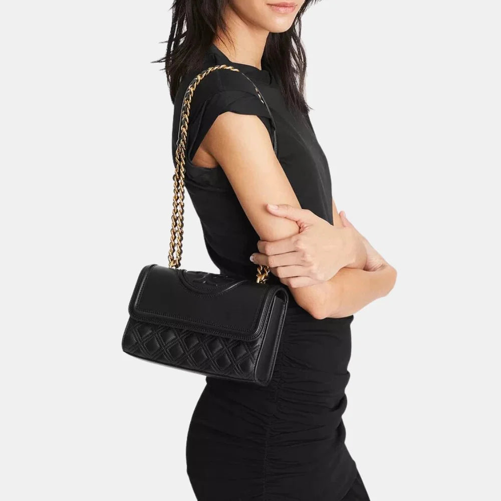 Tory Burch Small Fleming Convertible Shoulder Bag (Black)