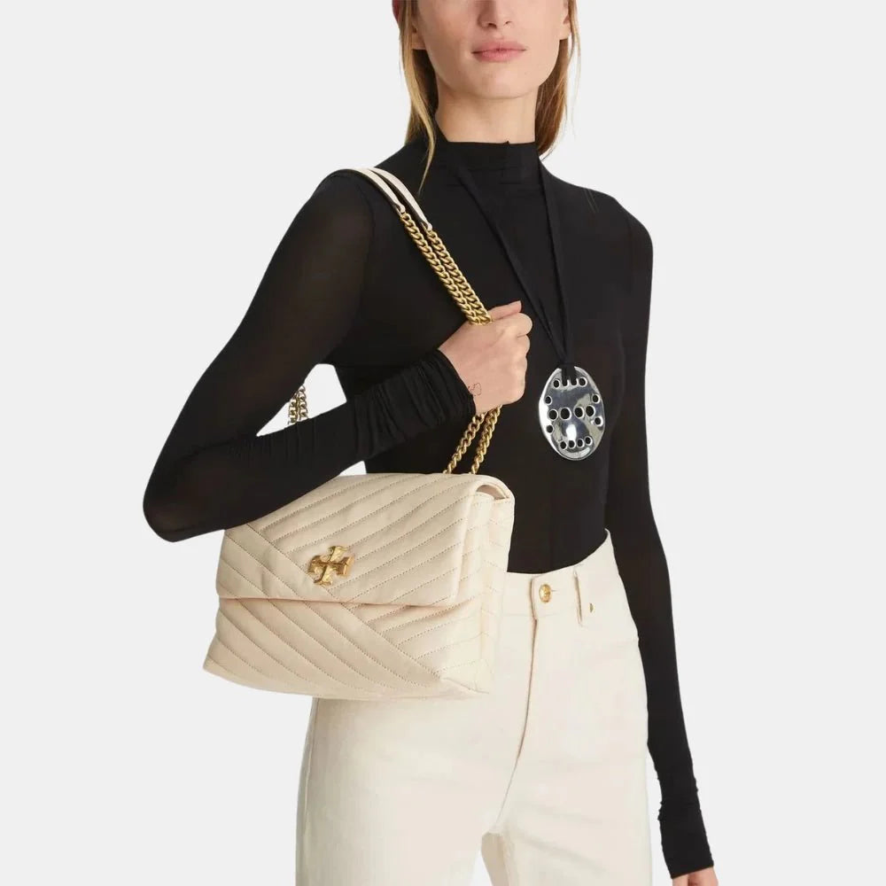 Tory Burch Kira Chevron Convertible Shoulder Bag (New Cream)