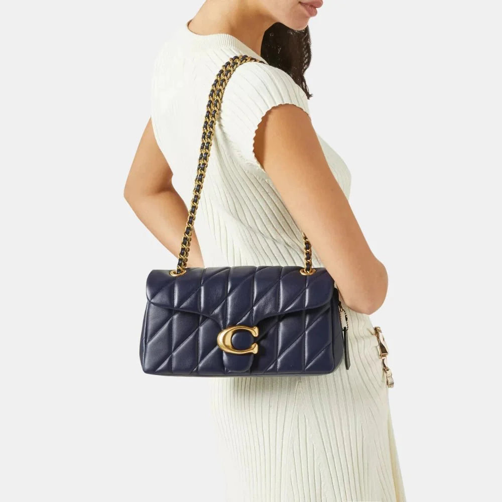 Coach Quilted Tabby Shoulder Bag (Navy Blue)