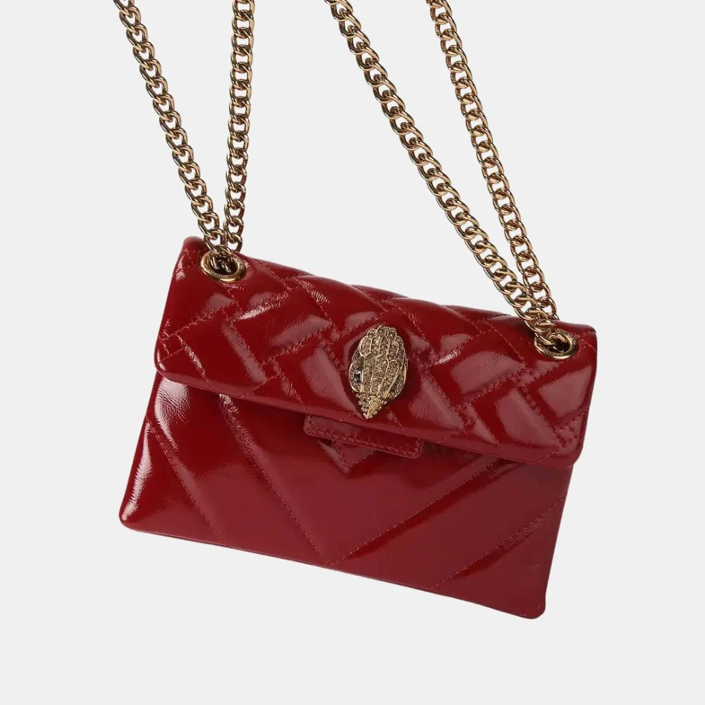 Kurt Geiger Large Leather Kensington Shoulder Bag (Maroon)