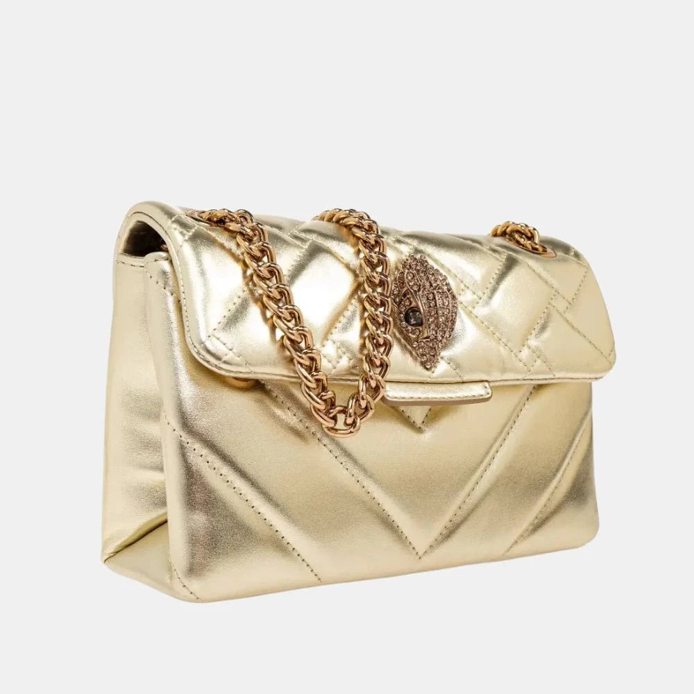 Kurt Geiger Large Leather Kensington Shoulder Bag (Gold)