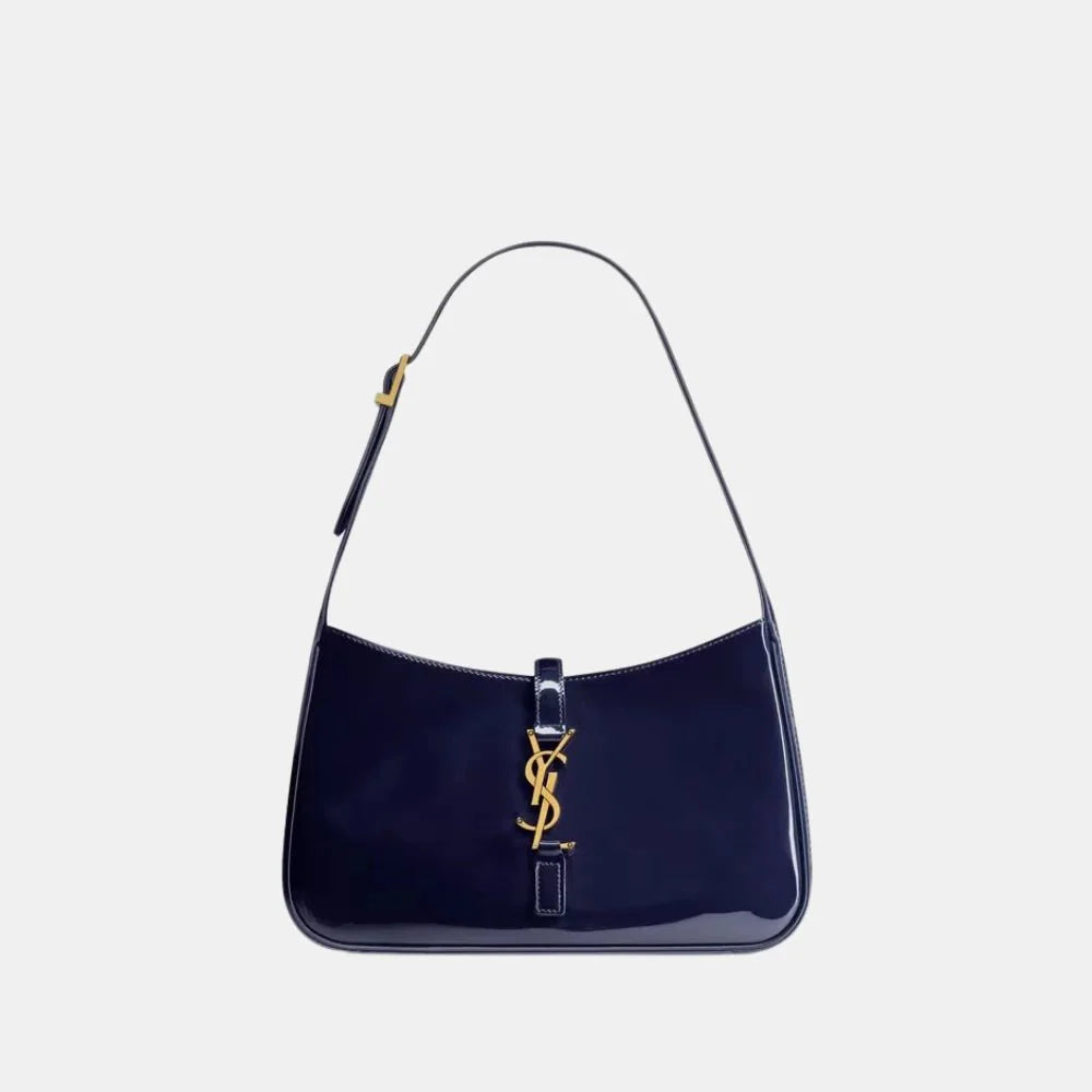 Saint Laurent Le 5 à 7 Shoulder Bag in Patent Leather (Midnight Blue)