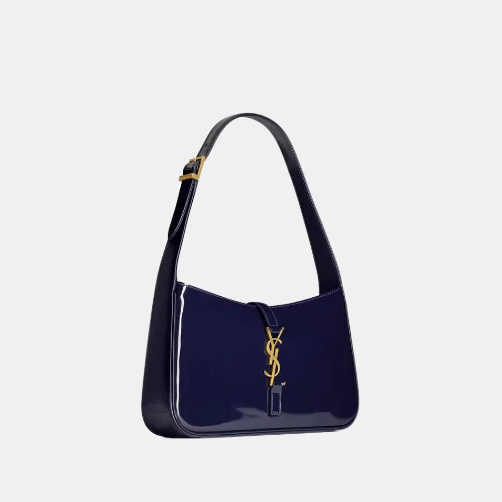 Saint Laurent Le 5 à 7 Shoulder Bag in Patent Leather (Midnight Blue)
