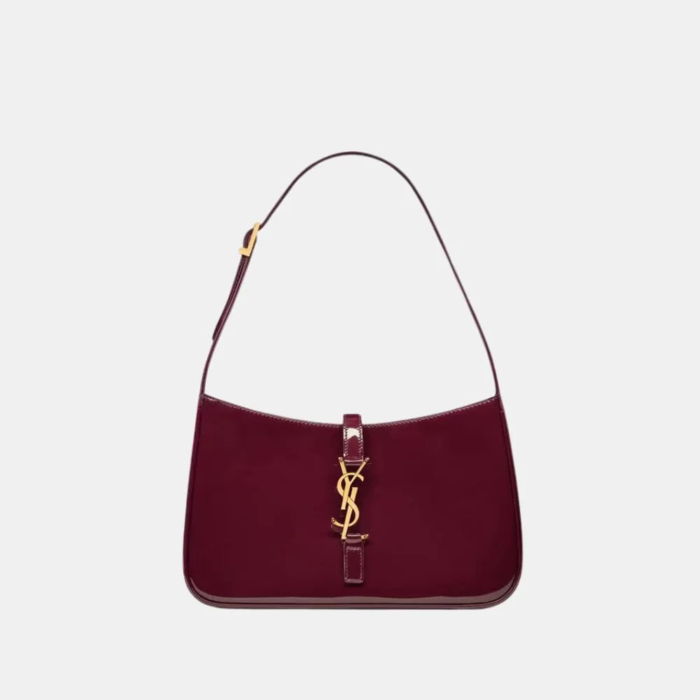Saint Laurent Le 5 à 7 Shoulder Bag in Patent Leather (Red Wine)