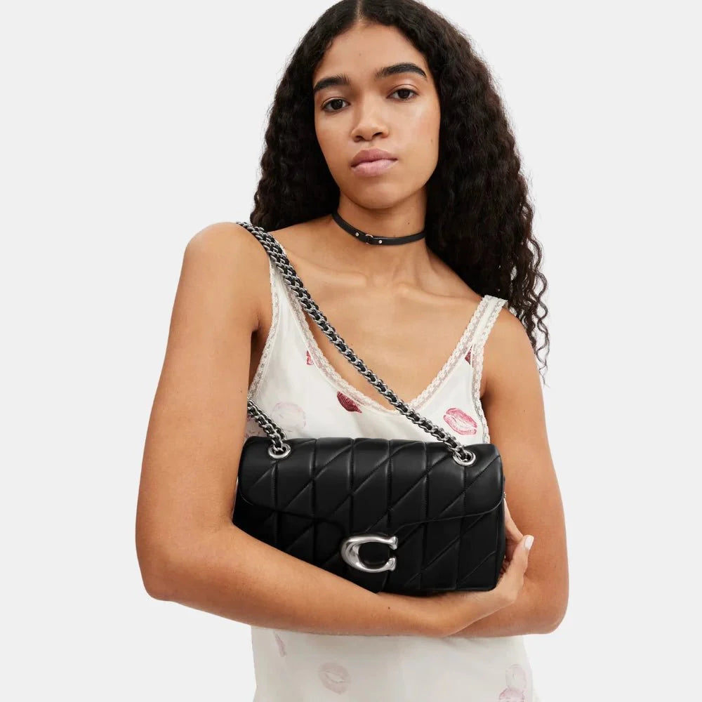 Coach Quilted Tabby 26 Shoulder Bag (Black/Silver)