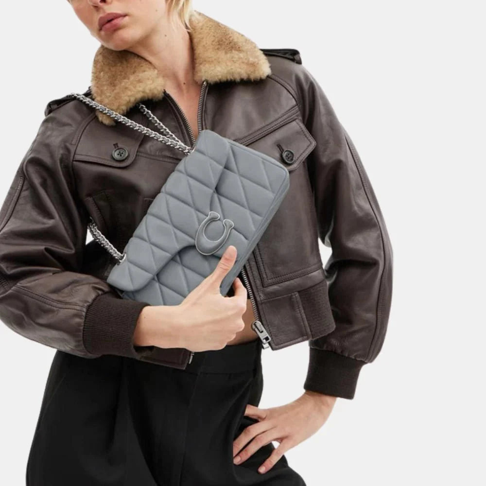 Coach Quilted Tabby Shoulder Bag (Grey Blue)