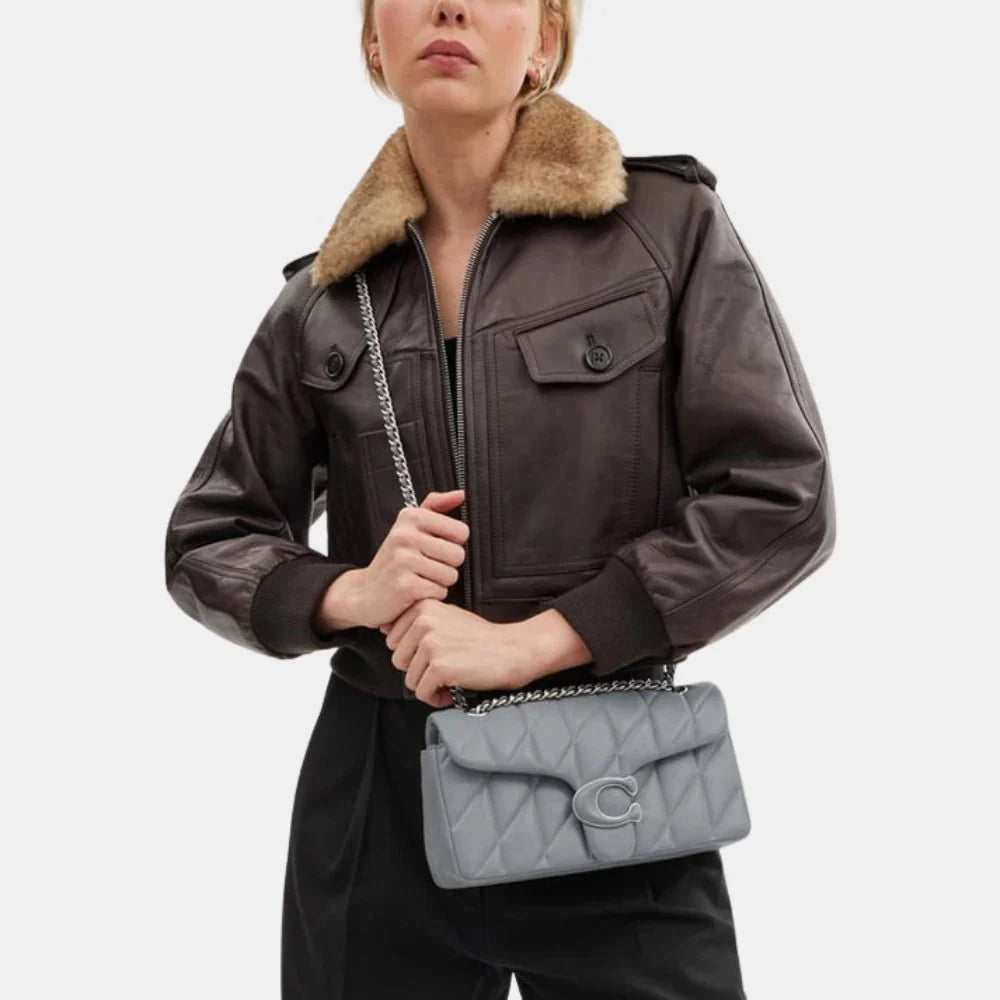 Coach Quilted Tabby Shoulder Bag (Grey Blue)