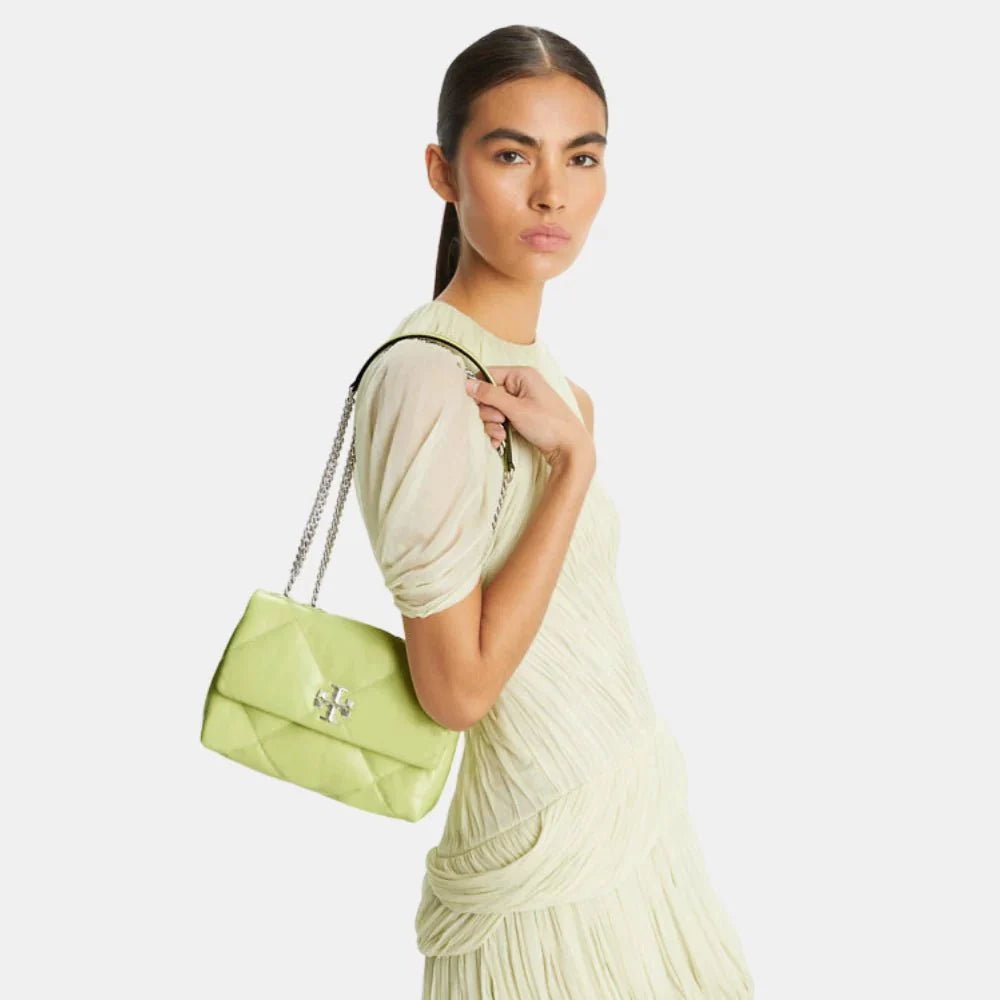 Tory Burch Kira Small Diamond Quilt Convertible Shoulder Bag (Pear)