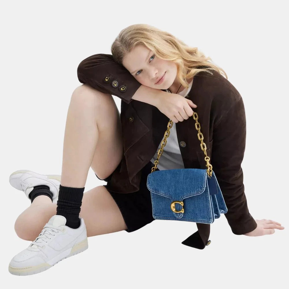 Coach Chain Tabby Shoulder Bag (Denim/Deep Blue)