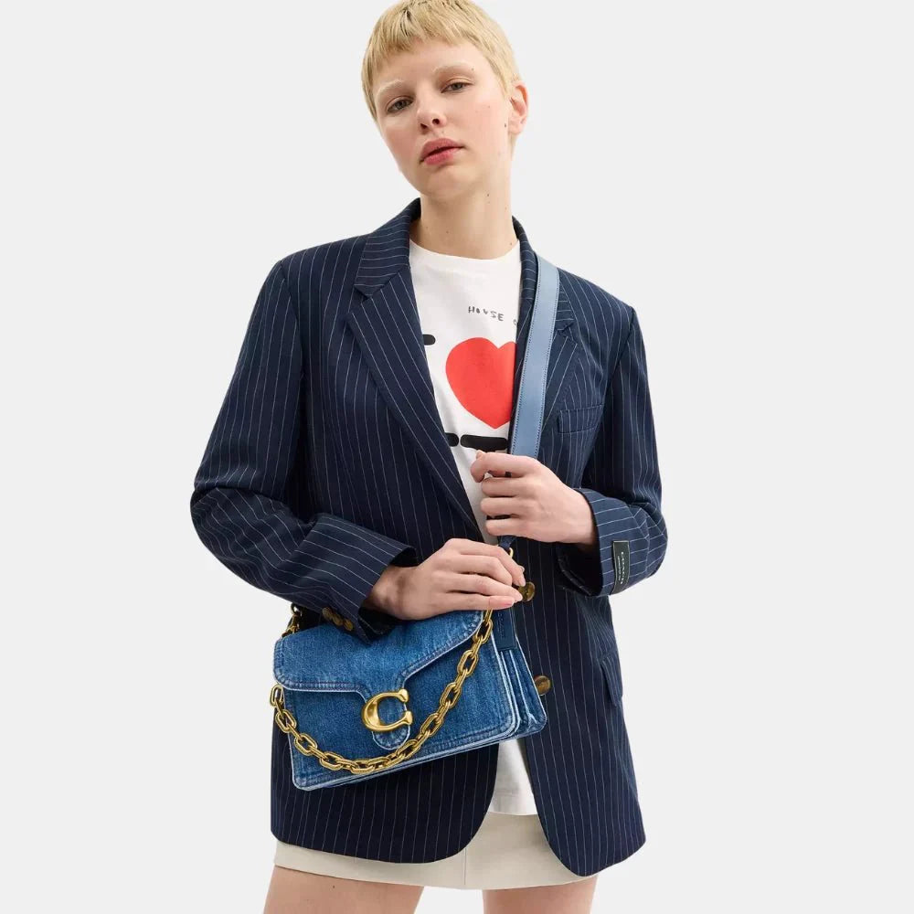 Coach Chain Tabby Shoulder Bag (Denim/Deep Blue)