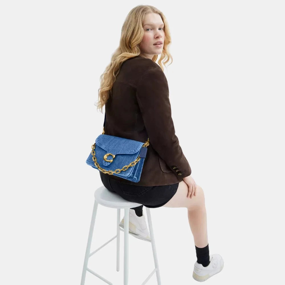 Coach Chain Tabby Shoulder Bag (Denim/Deep Blue)