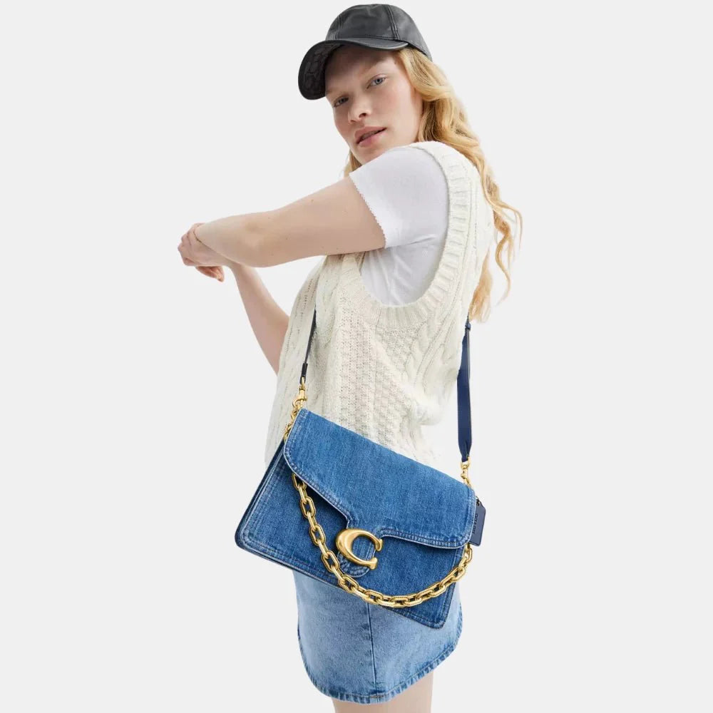 Coach Chain Tabby 30 Shoulder Bag (Denim/Deep Blue)