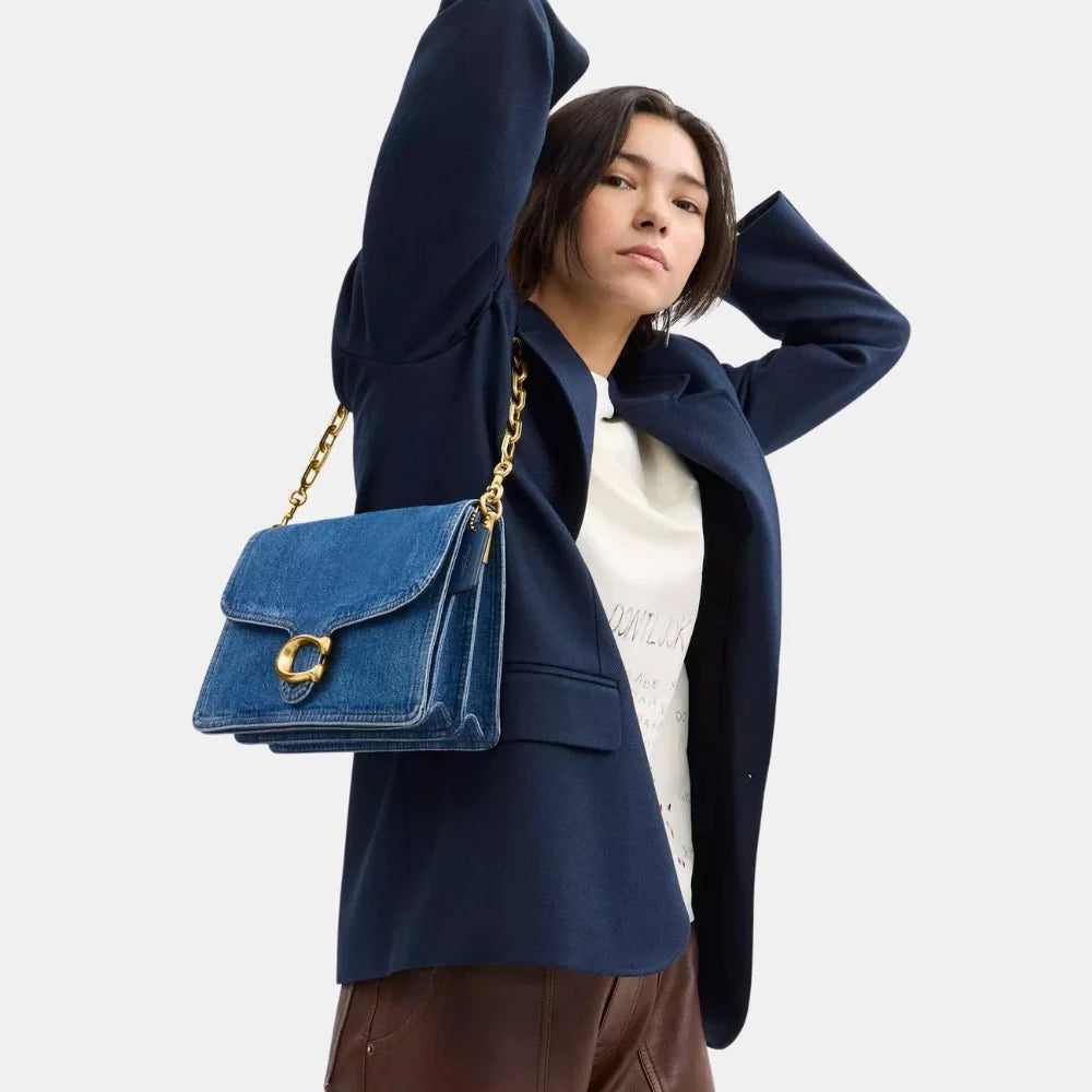 Coach Chain Tabby 30 Shoulder Bag (Denim/Deep Blue)