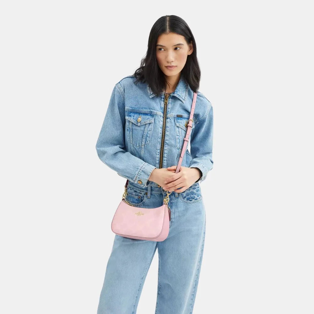 Coach Teri Shoulder Bag In Signature Canvas (Powder Pink)