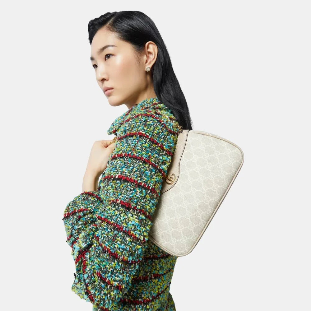 Gucci Ophidia Small Shoulder Bag (Beige/White)