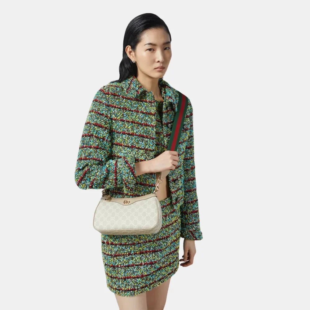 Gucci Ophidia Small Shoulder Bag (Beige/White)