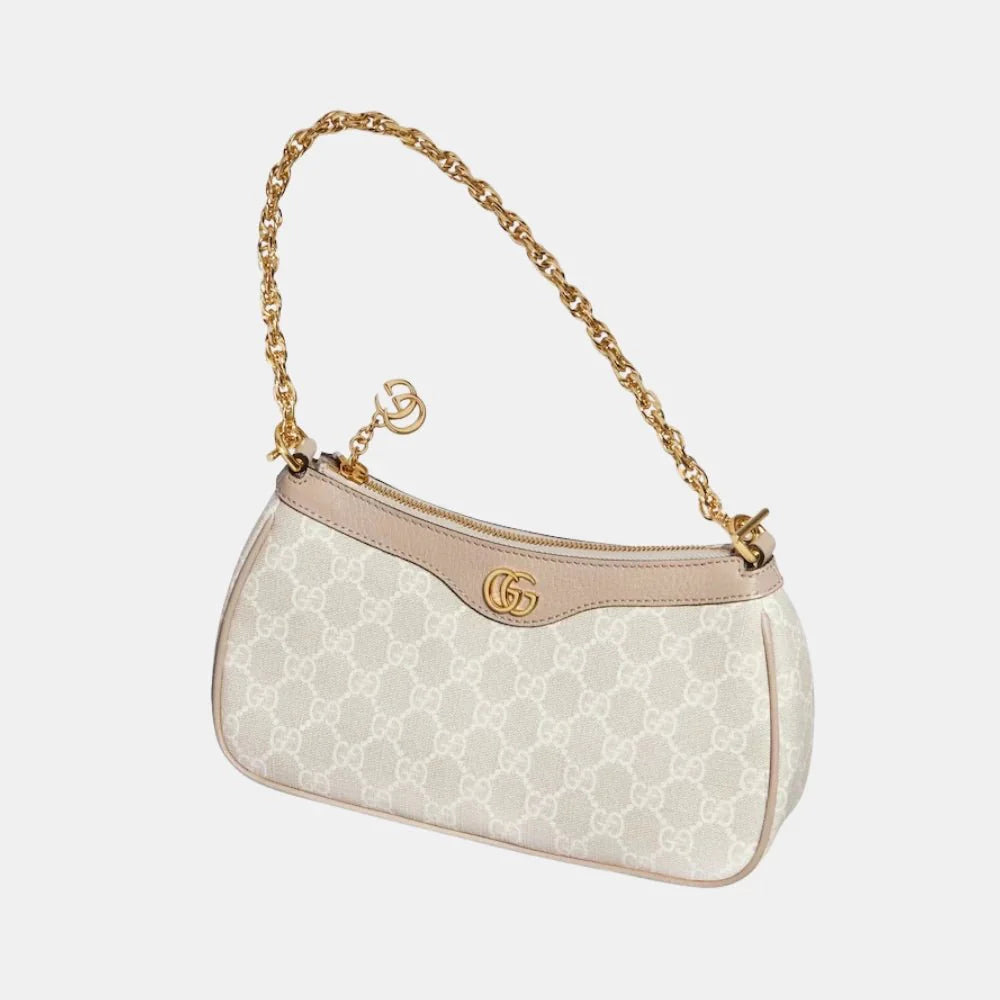 Gucci Ophidia Small Shoulder Bag (Beige/White)