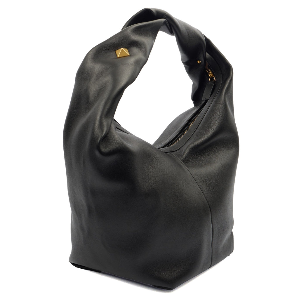 Valentino Tote Rockstud Hobo in Black, Calfskin