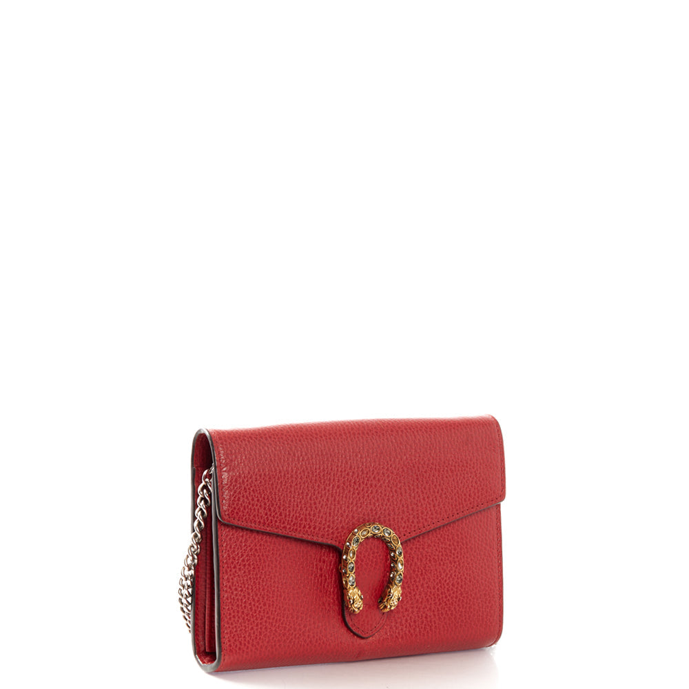 Gucci Cross Body Dionysus Chain Wallet in Hibiscus Red, Leather