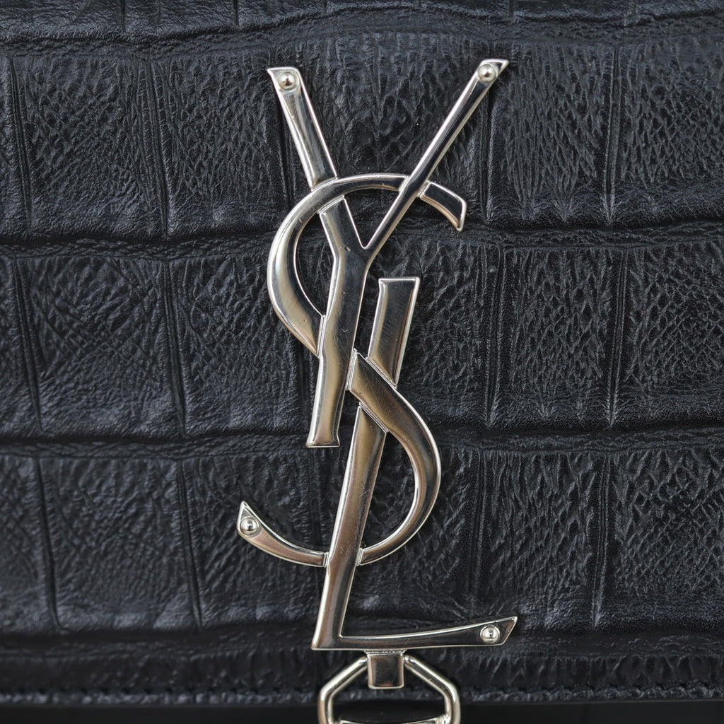 Saint Laurent Kate Tassel Chain Bag Original Small Croc-Embossed