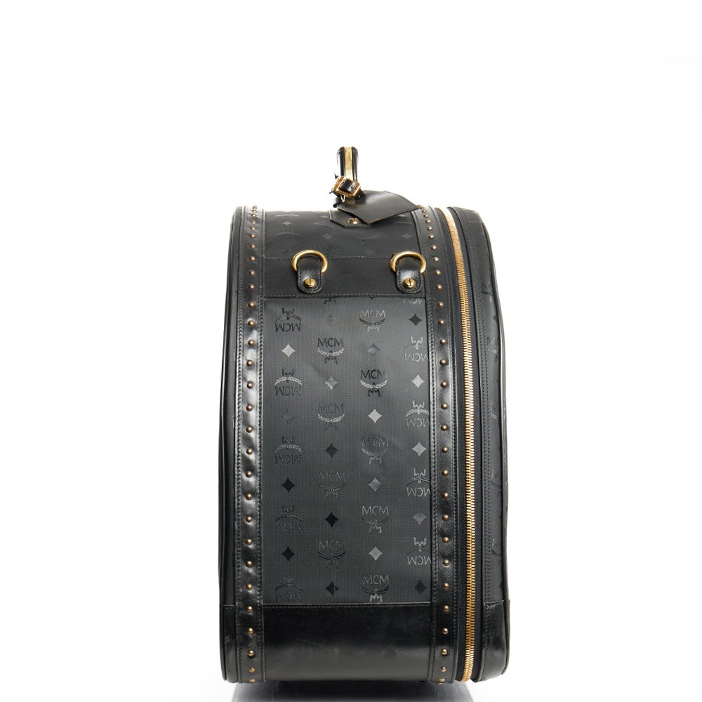 MCM Wheeled Luggage in Black, Canvas