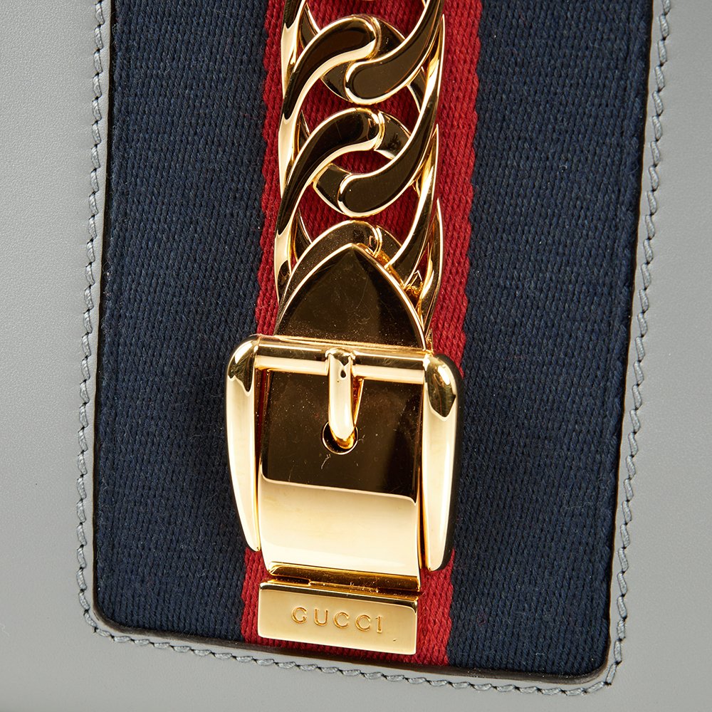 Gucci Tote Sylvie Top Handle Bag in Dusty Grey, Leather
