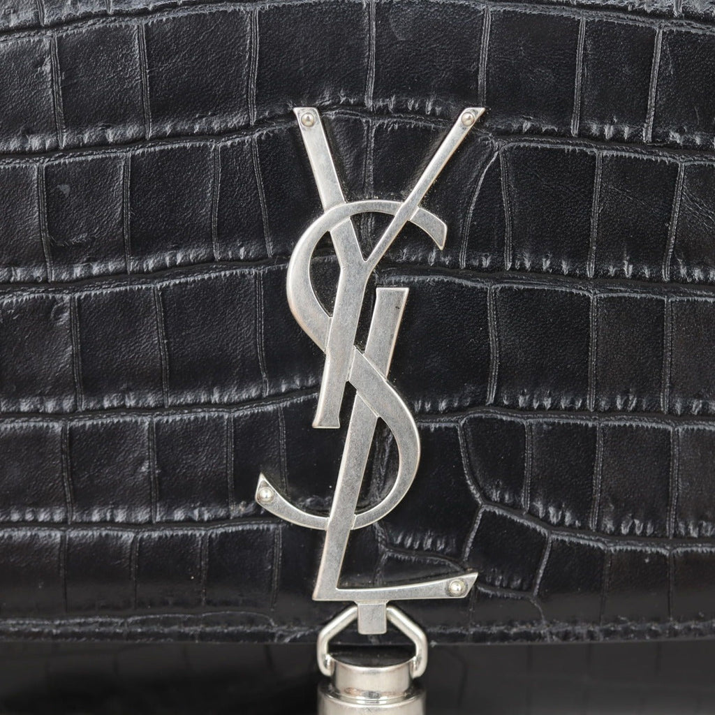 Saint Laurent Kate Tassel Chain Bag Small Croc-Embossed
