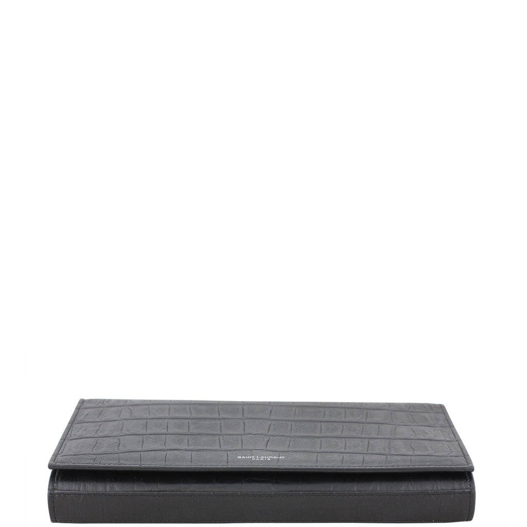 Saint Laurent Crocodile Embossed Chain Wallet