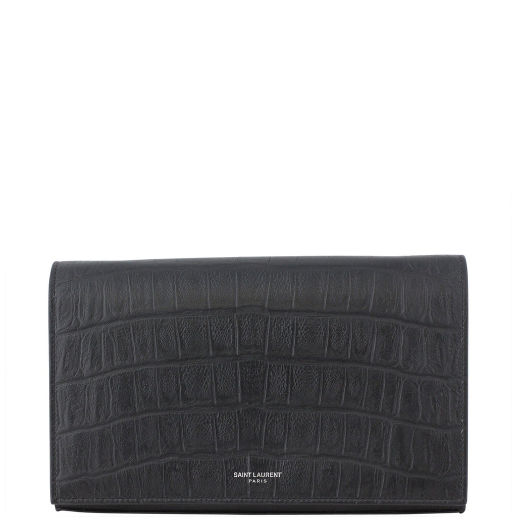 Saint Laurent Crocodile Embossed Chain Wallet
