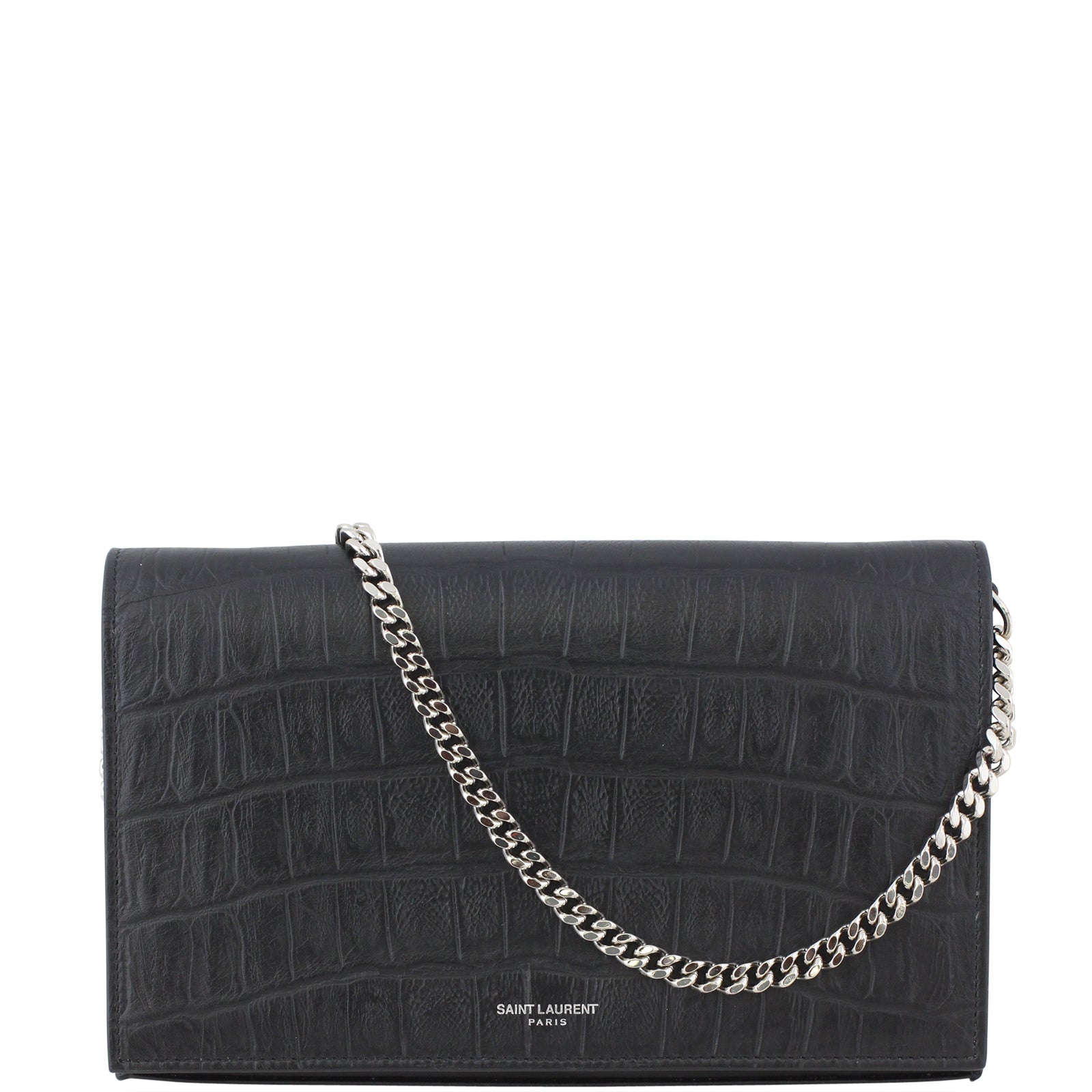 Saint Laurent Crocodile Embossed Chain Wallet