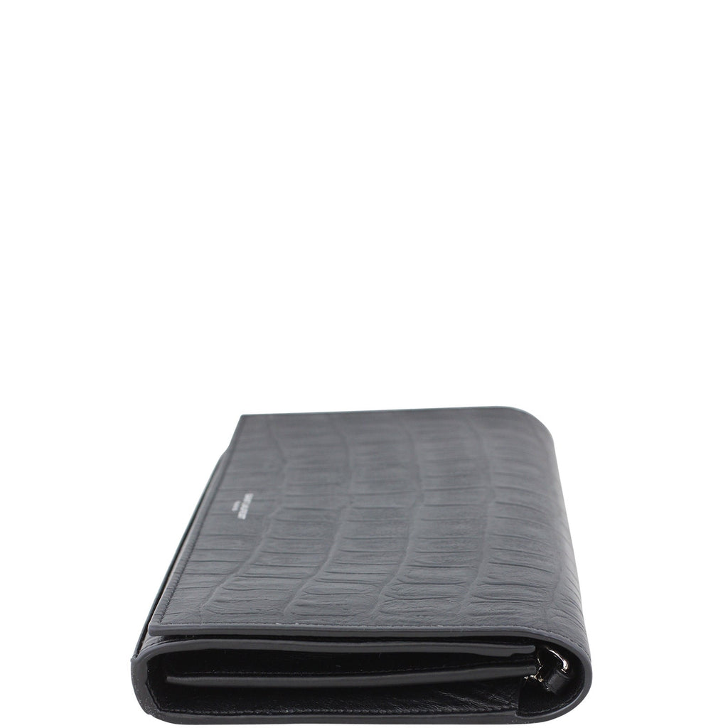 Saint Laurent Crocodile Embossed Chain Wallet