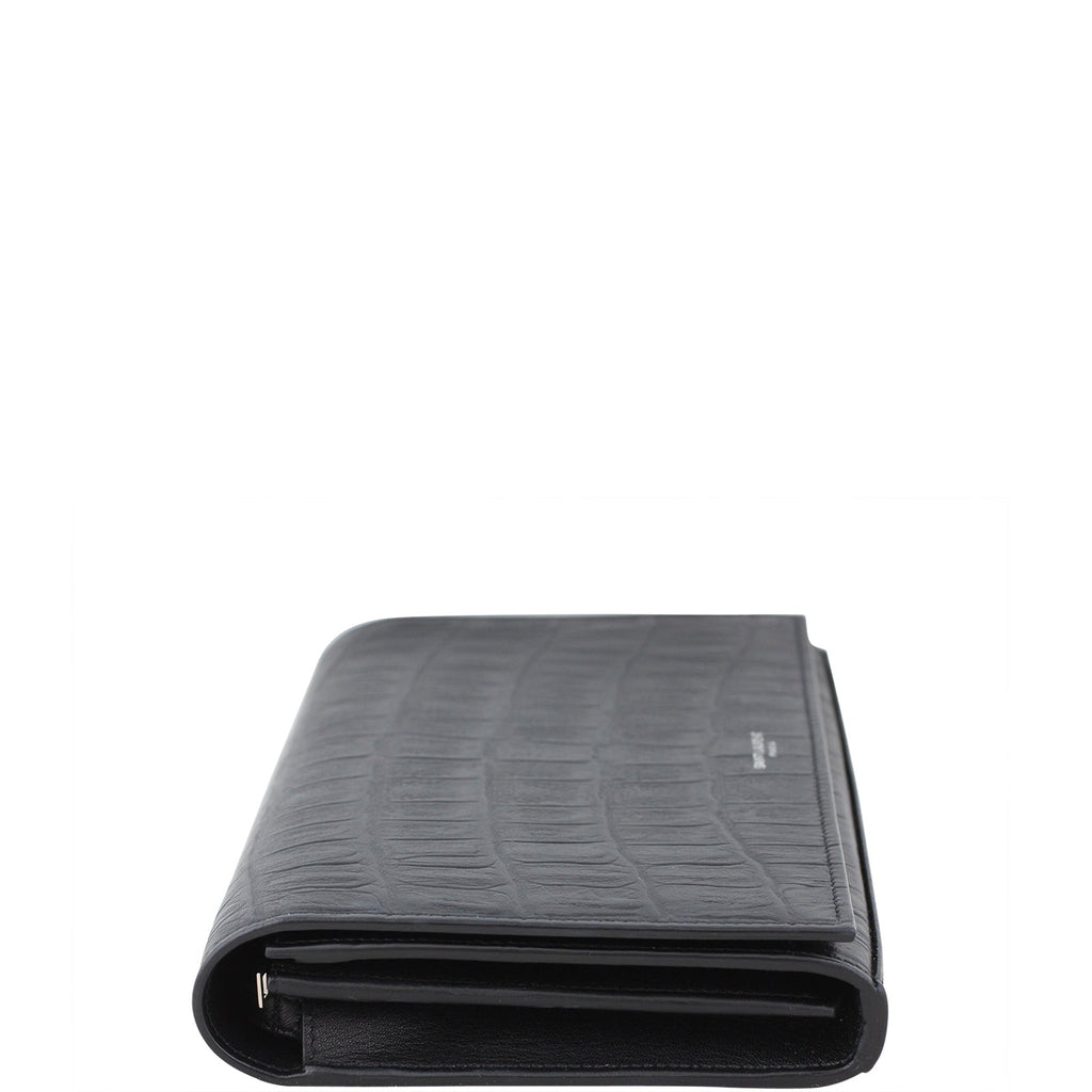 Saint Laurent Crocodile Embossed Chain Wallet