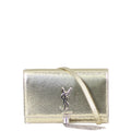 Saint Laurent Kate Metallic Crackled Leather Chain Wallet
